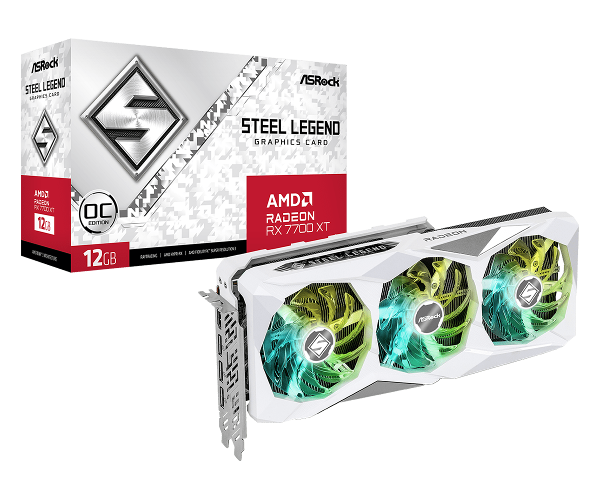 ASRock AMD Radeon RX7700 XT Steel Legend 12GB OC DDR6 Graphic Card