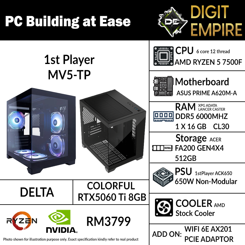 DELTA | AMD Ryzen 5 7500F | RTX5060 Ti 8GB